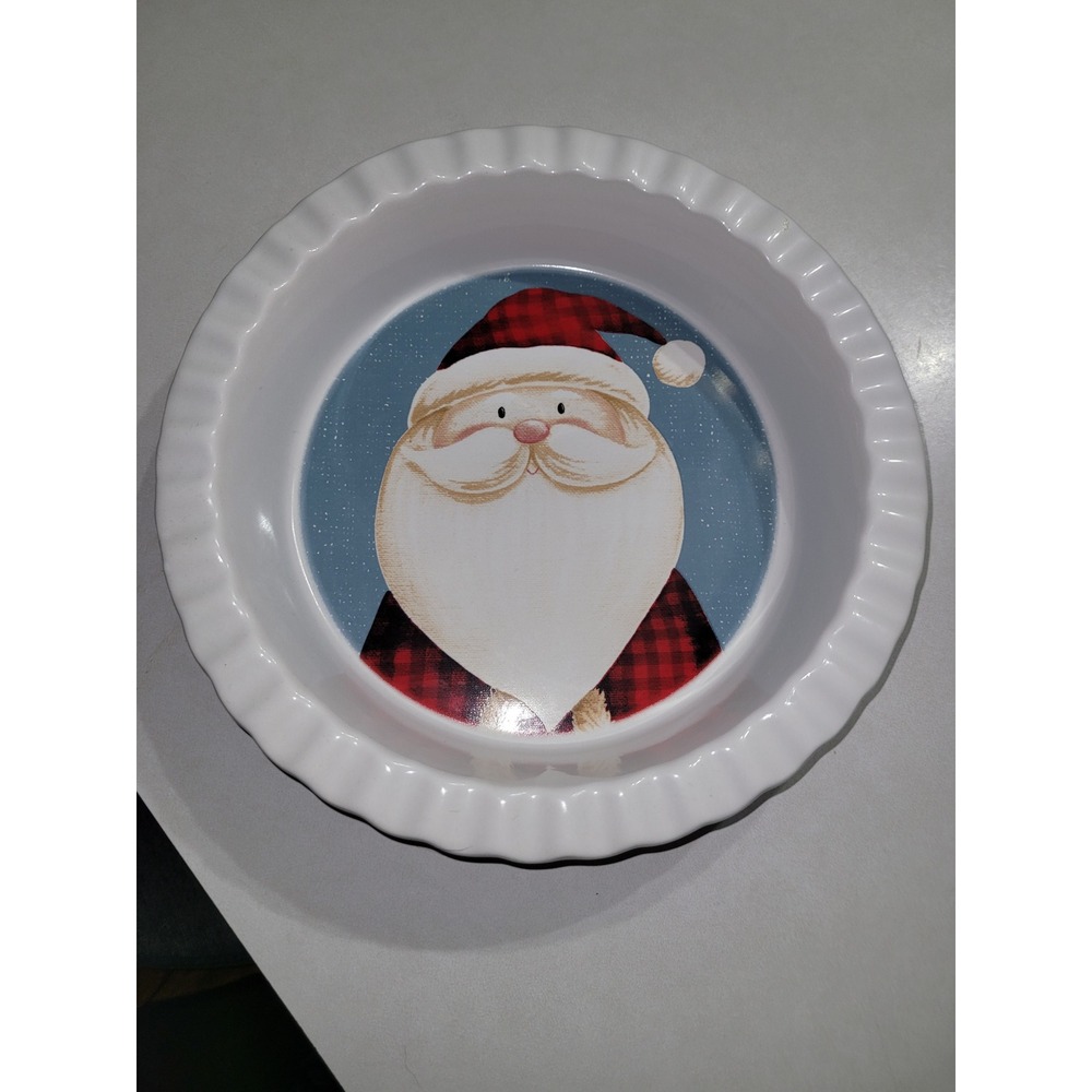 Nantucket Santa Claus Pie Plate‎ Baking Dish Ruffled Edge